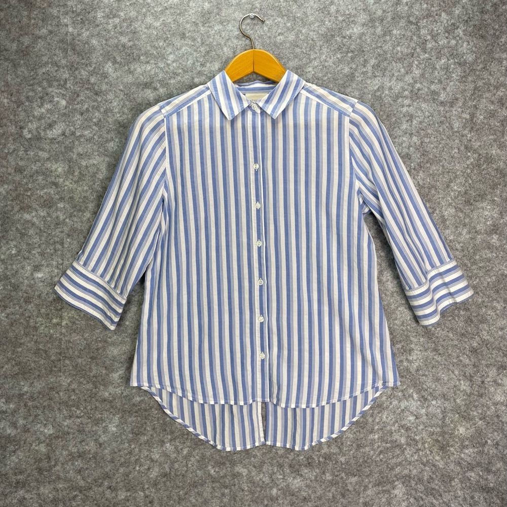 Chicos Women’s Button Front Top Size 1 US Medium 8 Bliss Striped Eden Shirt